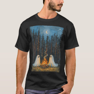 Ghost Campfire Camping Lover Forest Gothic Hallowe T-Shirt