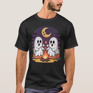 Ghost Campfire Marshmallows Cute Cosy Halloween T-Shirt