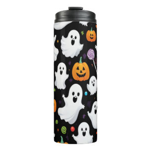 Ghost Candy Halloween Black Thermal Tumbler