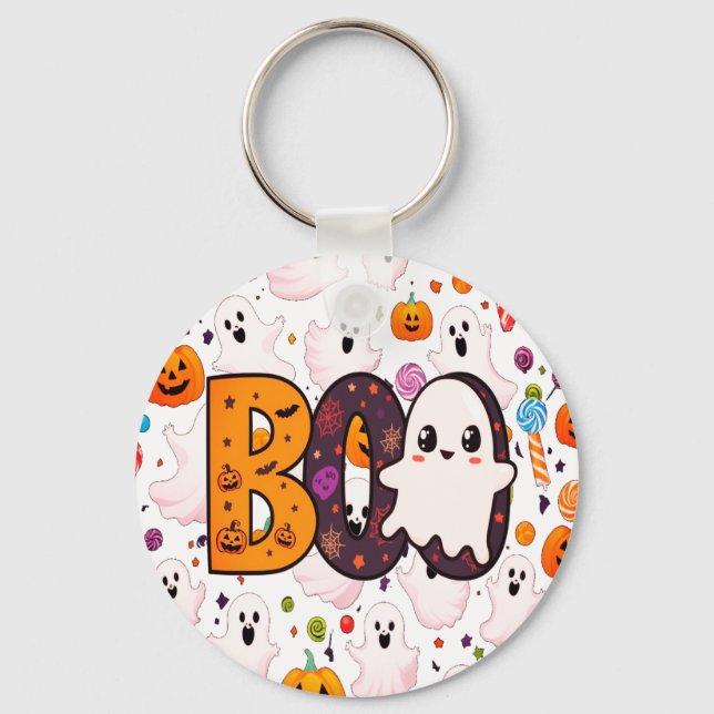 Ghost Candy Halloween Cute to Spooky Sweet Key Ring (Front)