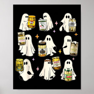 Ghost Canned Pickles Cute Ghost Pickle Jar Canning Poster