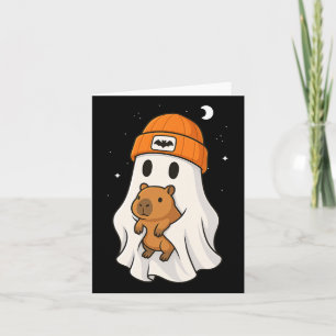Ghost Capybara Halloween Animal Lover Beenie Hat B Card