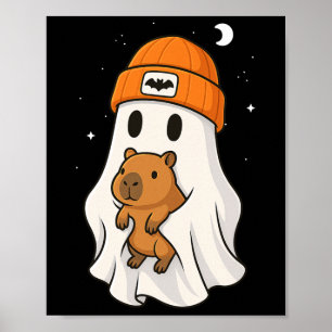 Ghost Capybara Halloween Animal Lover Beenie Hat B Poster