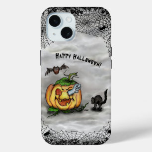 Ghost , Cat , Bat and Pumpkin , Happy Halloween! iPhone 15 Case