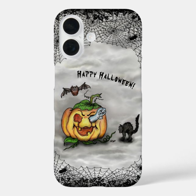 Ghost , Cat , Bat and Pumpkin , Happy Halloween! Case-Mate iPhone Case (Back)