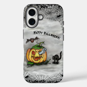 Ghost , Cat , Bat and Pumpkin , Happy Halloween! iPhone 16 Case