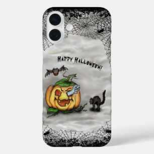 Ghost , Cat , Bat and Pumpkin , Happy Halloween! iPhone 16 Plus Case