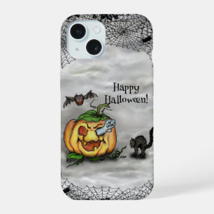 Ghost , Cat , Bat and Pumpkin , Happy Halloween! iPhone 15 Case