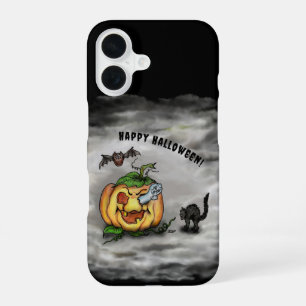 Ghost , Cat , Bat and Pumpkin , Happy Halloween! iPhone 16 Case