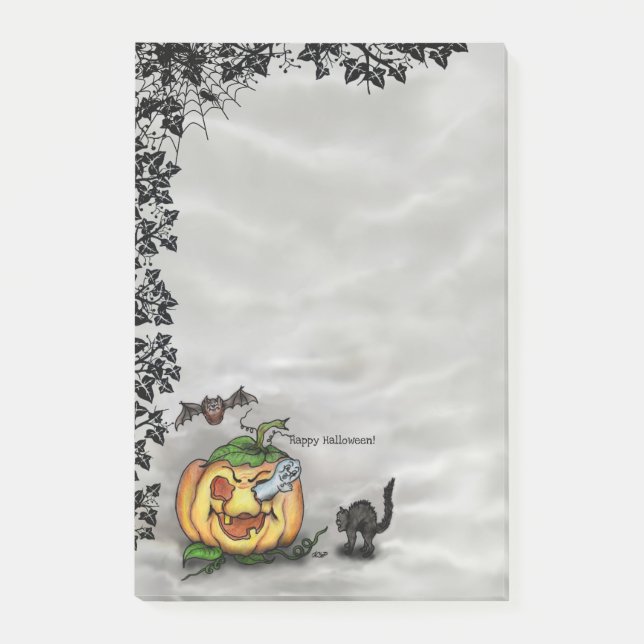 Ghost , Cat , Bat and Pumpkin , Happy Halloween! Post-it Notes (Front)