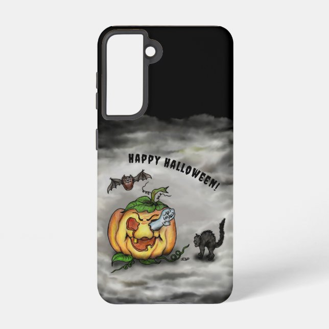 Ghost , Cat , Bat and Pumpkin , Happy Halloween! Samsung Galaxy S21 Case (Back)
