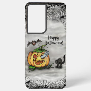 Ghost , Cat , Bat and Pumpkin , Happy Halloween! Samsung Galaxy Case
