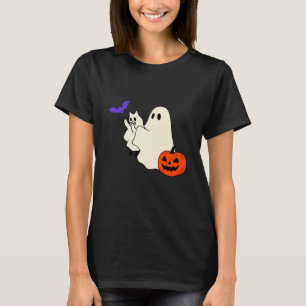 Ghost Cat Bat Pumpkin Halloween Spooky Season Men T-Shirt