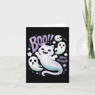 Ghost Cat Boo Kitty Halloween  Card