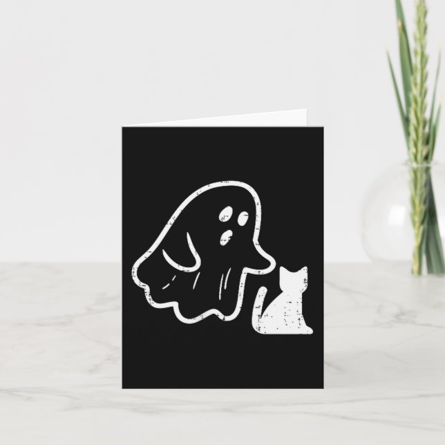 Ghost Cat Cket Funny Halloween Costume Men Women K Card (Front)