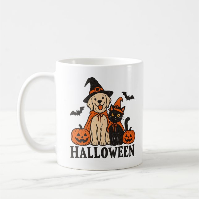 Ghost Cat & Dog Halloween Mug  (Left)