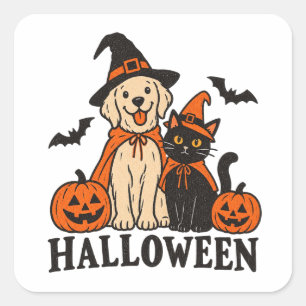 Ghost Cat & Dog Halloween Spooky Sticker 