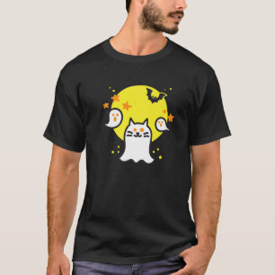Ghost Cat Funny Halloween Costume For Kids Girls W T-Shirt