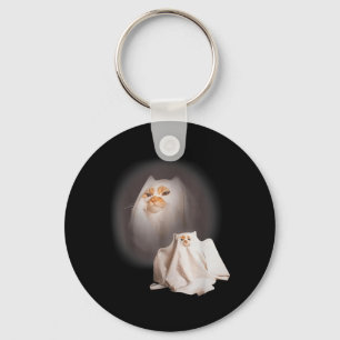 Ghost cat Ghost Kitten Funny cat Meme Halloween Key Ring
