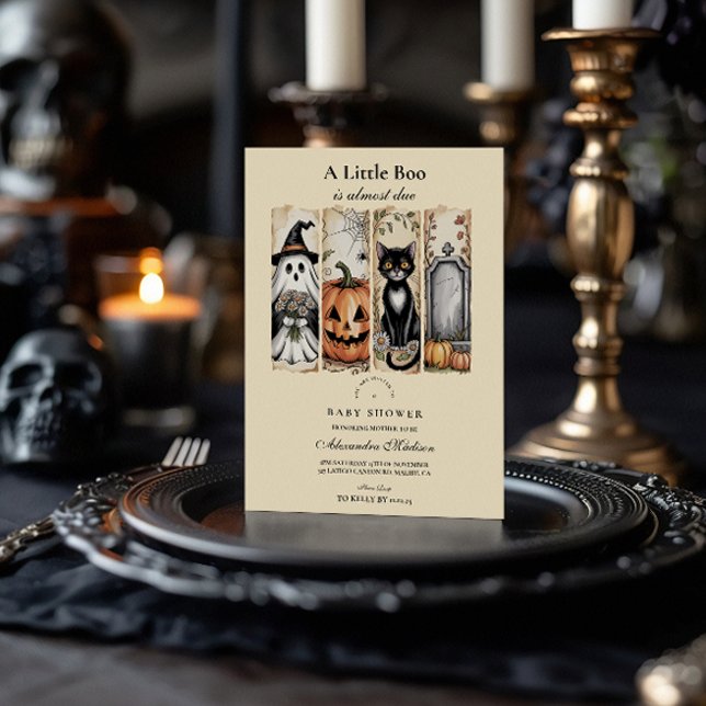 Ghost Cat Gothic Halloween Baby Shower Invitation (Creator Uploaded)