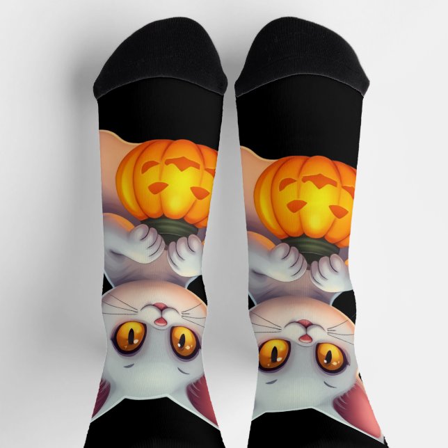 Ghost Cat Halloween Socks – Magical & Cosy Gift (Top)