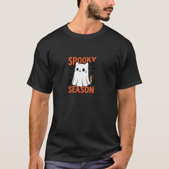 Ghost Cat Halloween Spooky Season Pullover  (Front)