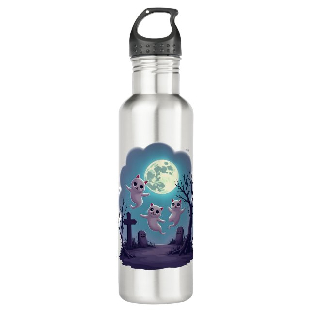 Ghost Cat Parade 710 Ml Water Bottle (Front)