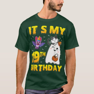 Ghost Cat Pumpkin Candy Corn Its My 19th Birthday  T-Shirt