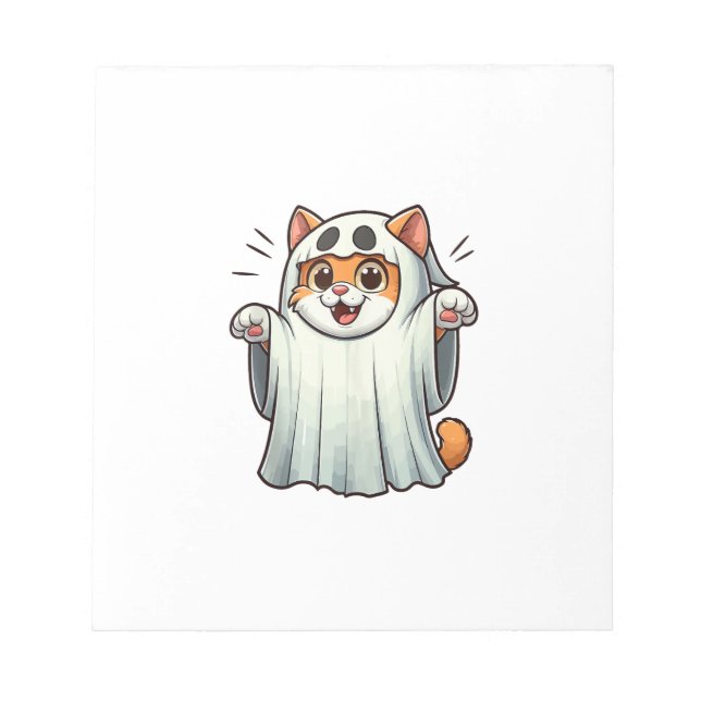 Ghost Cat Pumpkin Halloween. Tank Top Notepad (Front)