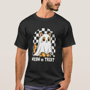 Ghost Cat Purr or Treat Funny Cute Halloween T-Shirt