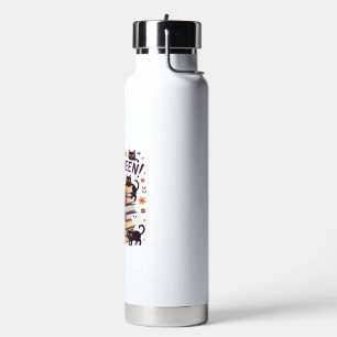 Ghost Cat Reading Books Lover Gifts Halloween Spoo Water Bottle