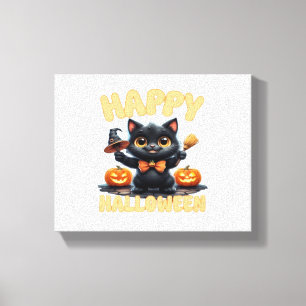 Ghost Cat Tee, Halloween Shirt, Spooky Cute, Unise Canvas Print