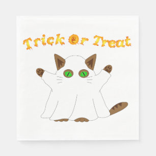 Ghost Cat Trick or Treat Napkin
