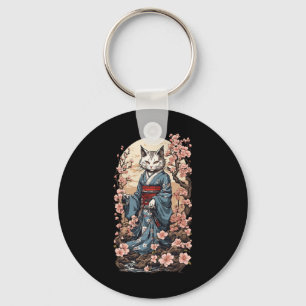 Ghost Cat With Kimono Japanese Yokai Folklore Desi Key Ring