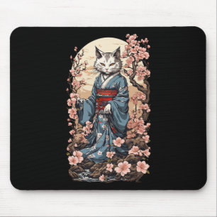 Ghost Cat With Kimono Japanese Yokai Folklore Desi Mouse Pad