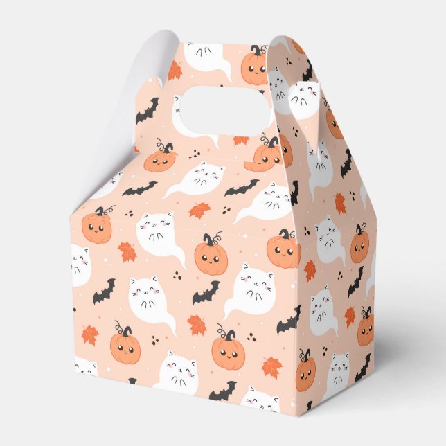 Ghost Cats and pumpkins Favour Box (Front Side)