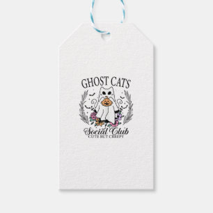 Ghost Cats Social Club Funny Fall Autumn Cat _2 Gift Tags