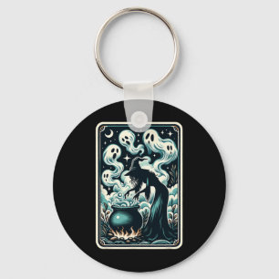 Ghost Cauldron Gothic Supernatural Tarot Card Key Ring