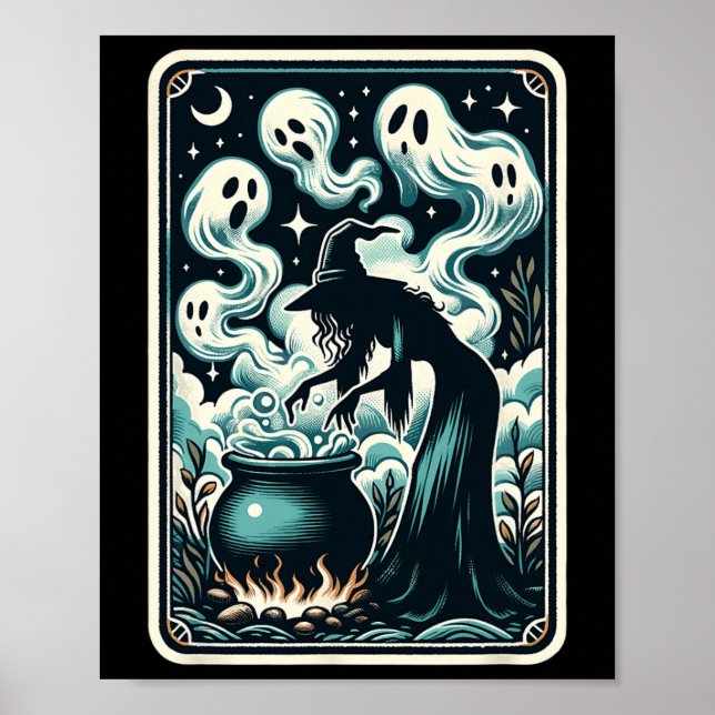 Ghost Cauldron Gothic Supernatural Tarot Card  Poster (Front)