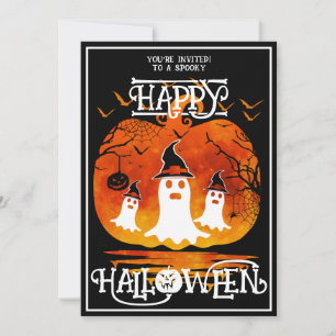 Ghost Cemetery Happy Halloween Scary Events Invitation