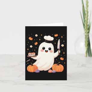 Ghost Chef With Sushi Tray Funny Halloween Spooky  Card