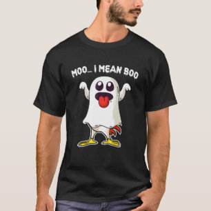 Ghost Chicken Moo I Mean Boo Pumpkin Moon Hallowee T-Shirt