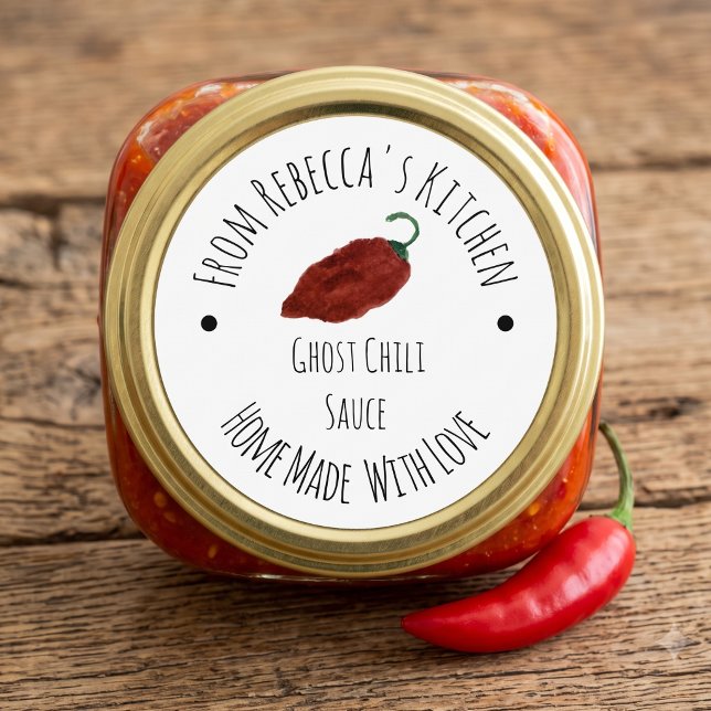 Ghost Chilli Homemade Hot Sauce Classic Round Sticker (Creator Uploaded)