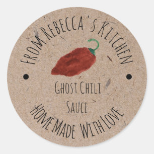 Ghost Chilli Homemade Hot Sauce Kraft Paper  Classic Round Sticker