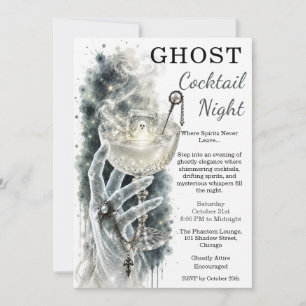 Ghost Cocktail Night Haunted Halloween Party Invitation