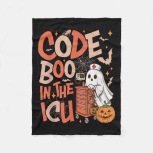 Ghost Code Boo In The Icu Nursing Nurse Halloween Fleece Blanket