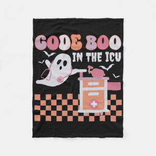 Ghost Code Boo In The Icu Nursing Rn Halloween Cos Fleece Blanket