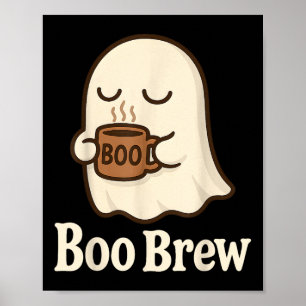 Ghost Coffee Cute Funny Halloween Drink Caffeine B Poster