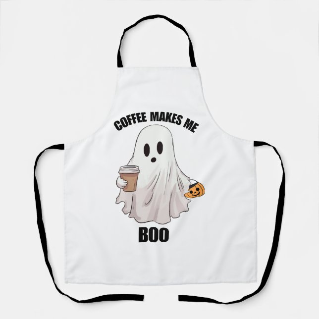 Ghost Coffee Halloween Funny  Apron (Front)