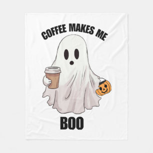 Ghost Coffee Halloween Funny Fleece Blanket